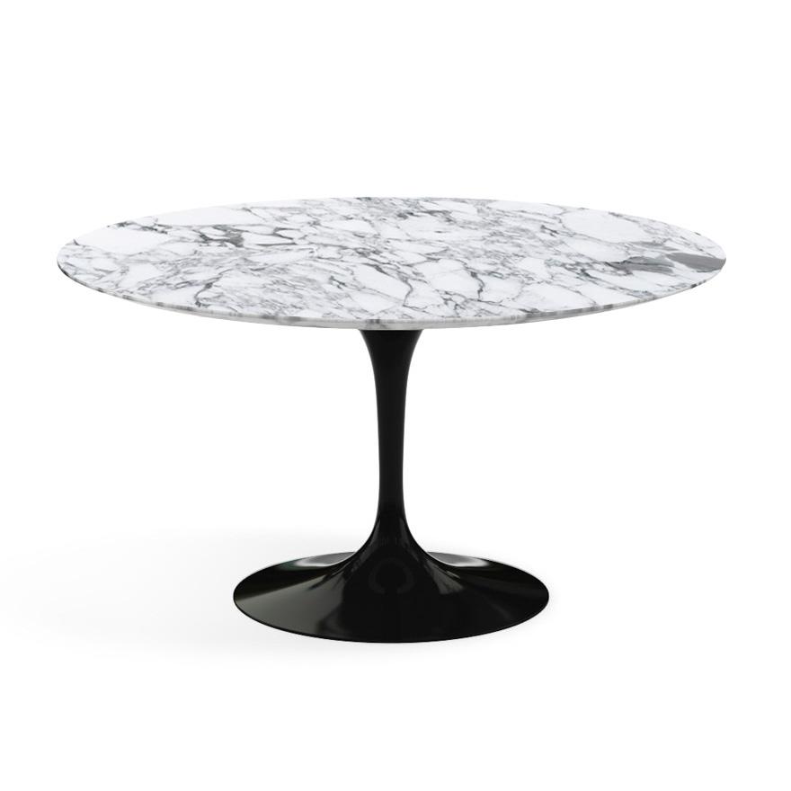 Saarinen 54&quot; Round Dining Table Dining Tables Knoll Black Arabescato marble, Satin finish 