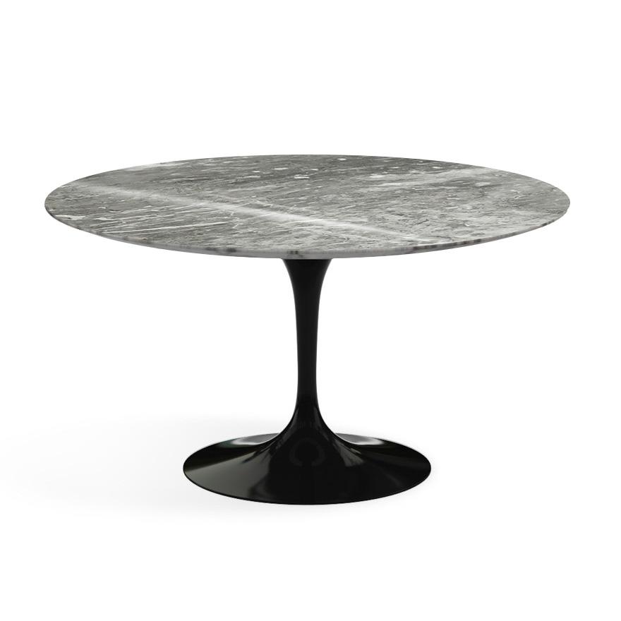 Saarinen 54&quot; Round Dining Table Dining Tables Knoll Black Grey marble, Shiny finish 