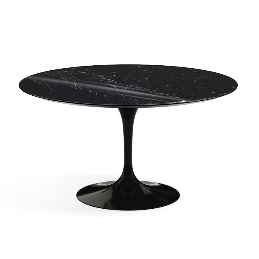 Saarinen 54&quot; Round Dining Table Dining Tables Knoll Black Nero Marquina marble, Shiny finish 