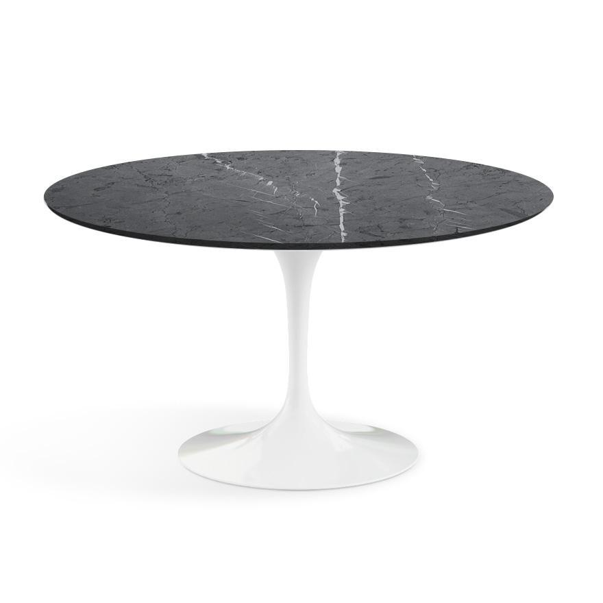 Saarinen 54&quot; Round Dining Table Dining Tables Knoll White Grigio Marquina marble, Satin finish 