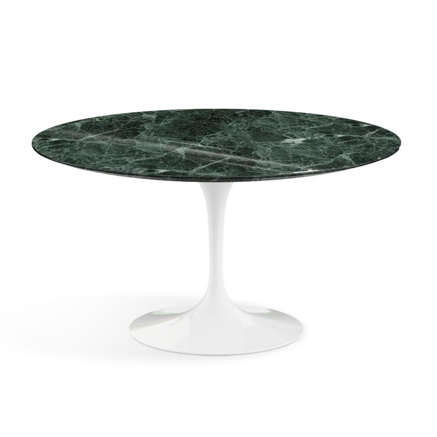 Saarinen 54&quot; Round Dining Table Dining Tables Knoll White Verde Alpi marble, Shiny finish 
