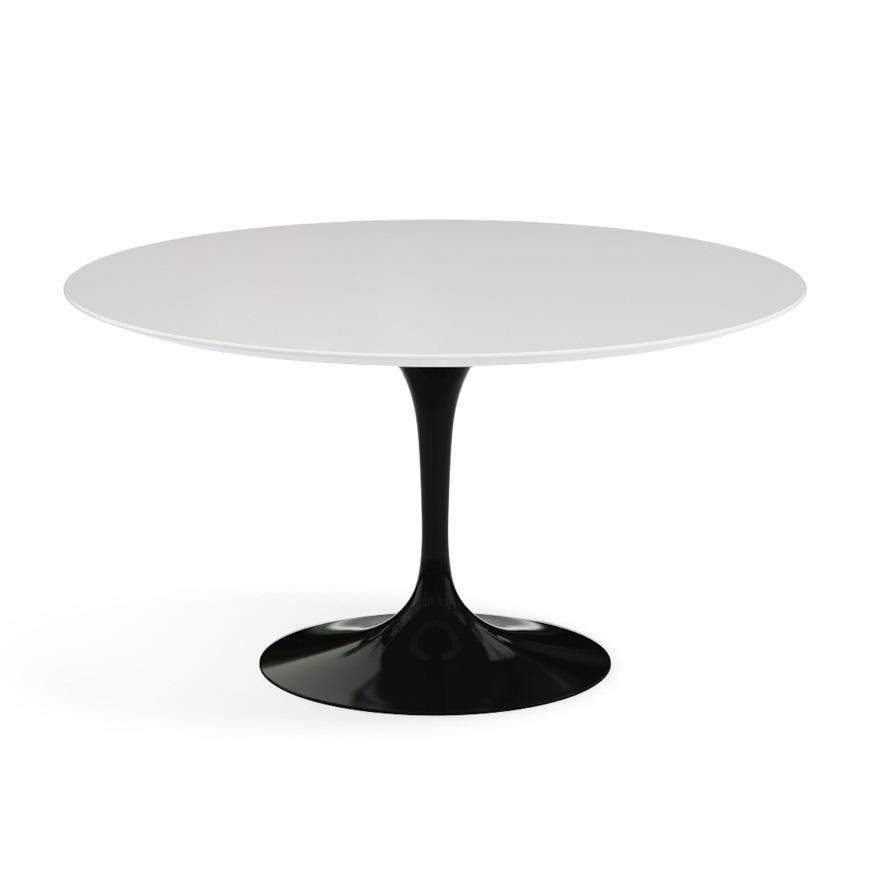 Saarinen 54&quot; Round Dining Table Dining Tables Knoll Black White laminate, Satin finish 