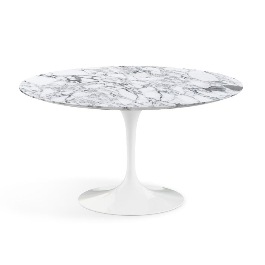 Saarinen 54&quot; Round Dining Table Dining Tables Knoll White Arabescato marble, Satin finish 