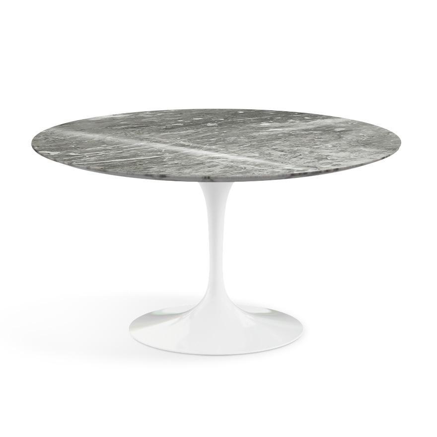 Saarinen 54&quot; Round Dining Table Dining Tables Knoll White Grey marble, Shiny finish 
