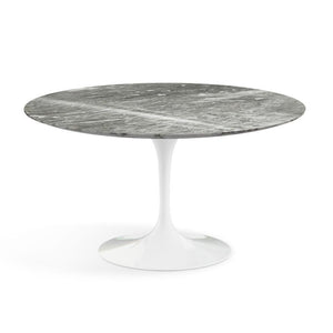 Saarinen 54" Round Dining Table Dining Tables Knoll White Grey marble, Shiny finish 