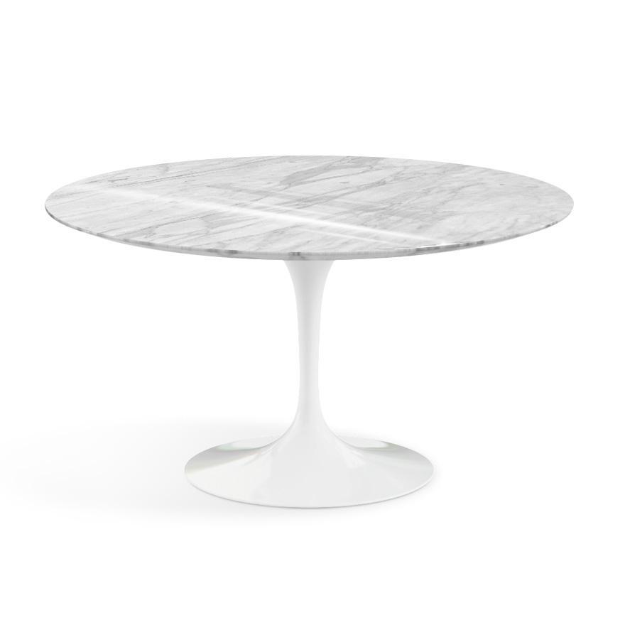 Saarinen 54&quot; Round Dining Table Dining Tables Knoll White Carrara marble, Shiny finish 