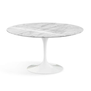 Saarinen 54" Round Dining Table Dining Tables Knoll White Carrara marble, Shiny finish 