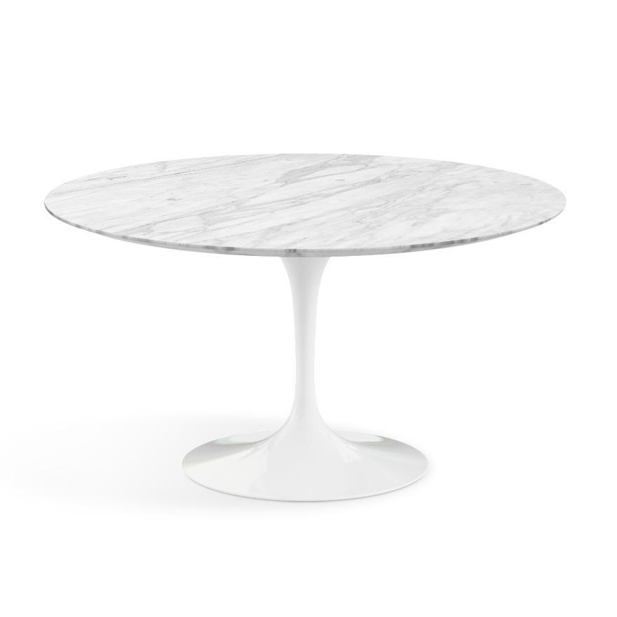 Saarinen 54&quot; Round Dining Table Dining Tables Knoll White Carrara marble, Satin finish 