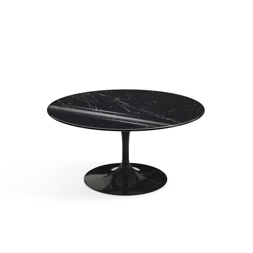 Saarinen Coffee Table - 35&quot; Round Coffee Tables Knoll Black Nero Marquina marble, Shiny finish 