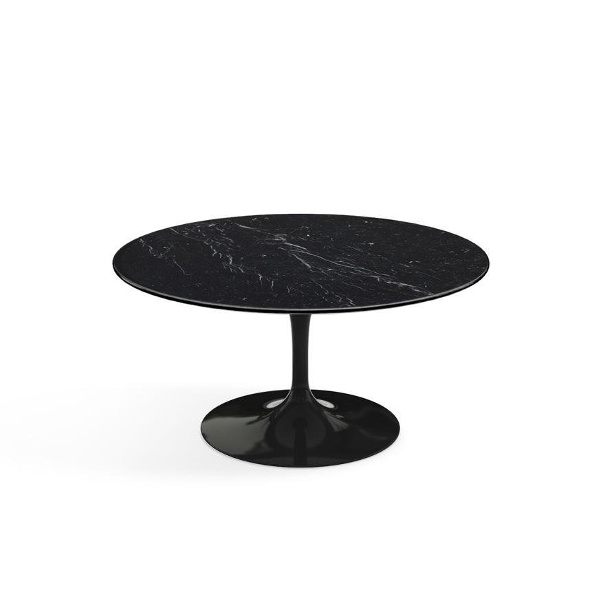 Saarinen Coffee Table - 35&quot; Round Coffee Tables Knoll Black Nero Marquina marble, Satin finish 