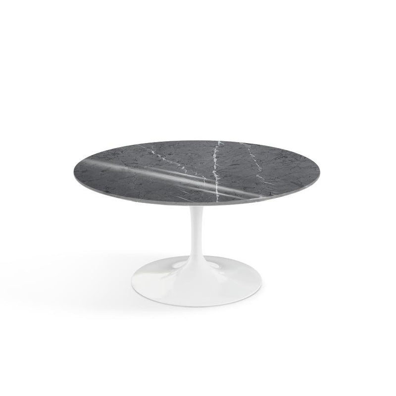 Saarinen Coffee Table - 35" Round Coffee Tables Knoll White Grigio Marquina marble, Shiny finish 