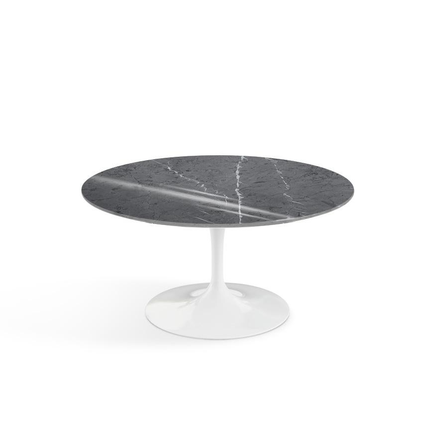 Saarinen Coffee Table - 35&quot; Round Coffee Tables Knoll White Grigio Marquina marble, Shiny finish 