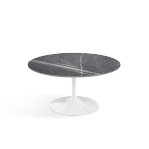 Saarinen Coffee Table - 35" Round Coffee Tables Knoll White Grigio Marquina marble, Shiny finish 