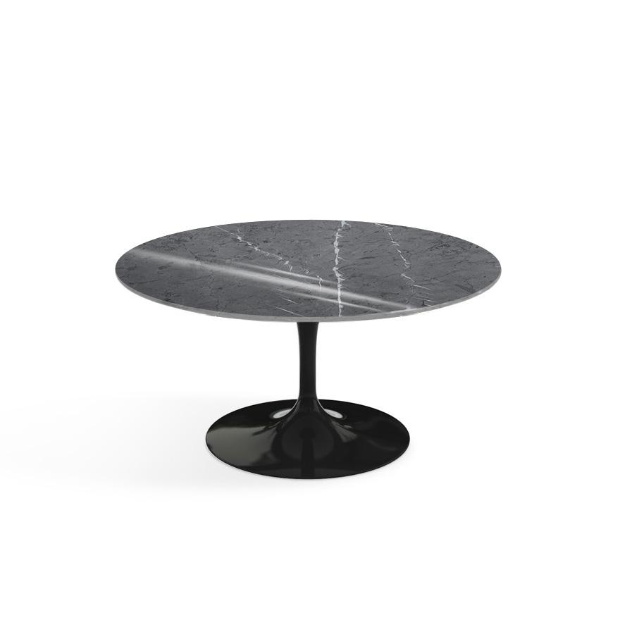 Saarinen Coffee Table - 35&quot; Round Coffee Tables Knoll Black Grigio Marquina marble, Shiny finish 
