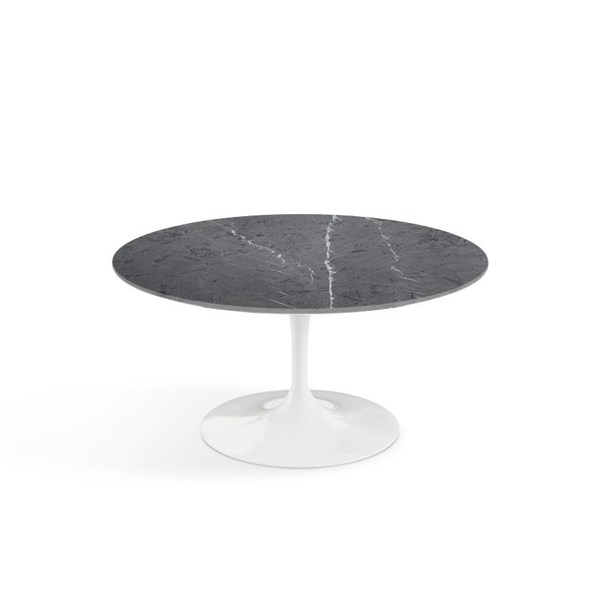 Saarinen Coffee Table - 35&quot; Round Coffee Tables Knoll White Grigio Marquina marble, Satin finish 