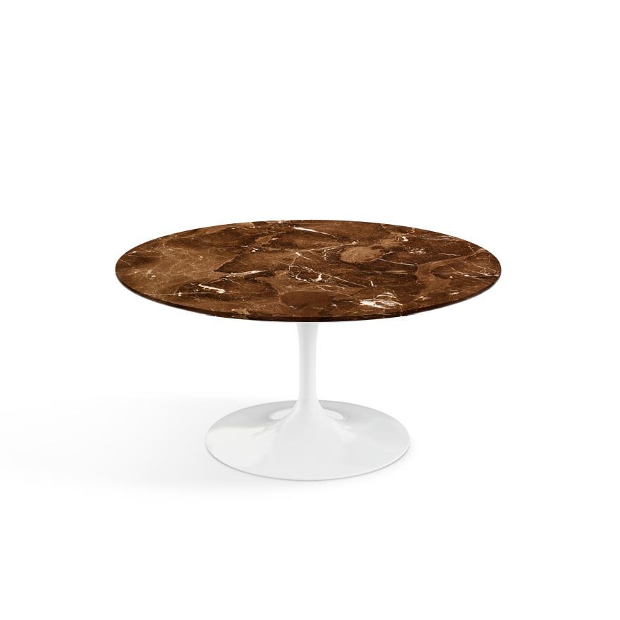 Saarinen Coffee Table - 35&quot; Round Coffee Tables Knoll White Espresso marble, Satin finish 