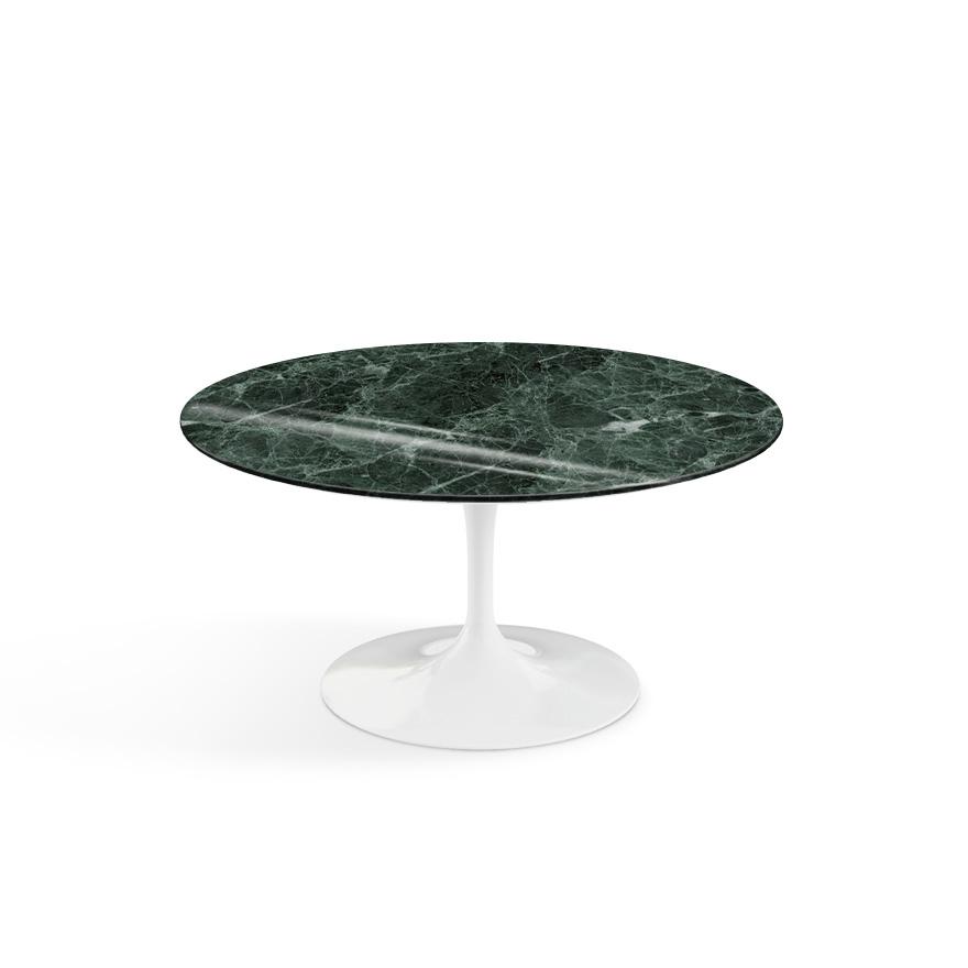 Saarinen Coffee Table - 35&quot; Round Coffee Tables Knoll White Verde Alpi marble, Shiny finish 