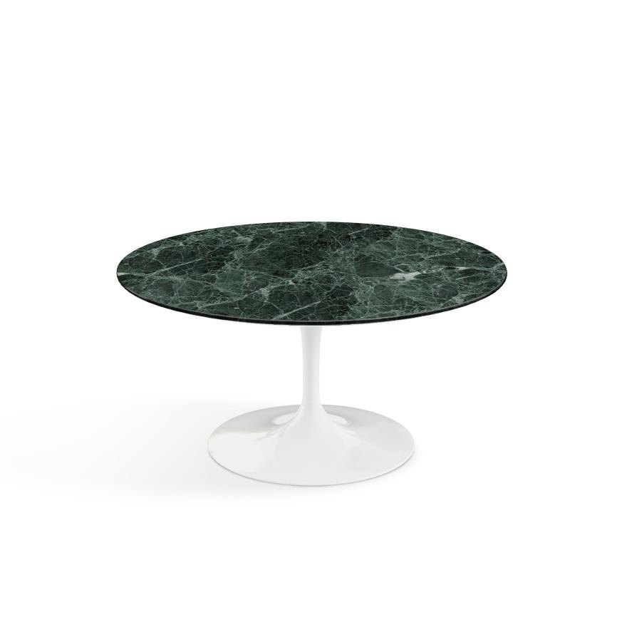 Saarinen Coffee Table - 35&quot; Round Coffee Tables Knoll White Verde Alpi marble, Satin finish 