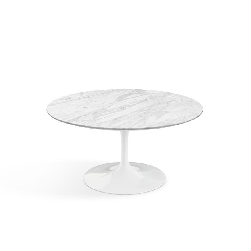 Saarinen Coffee Table - 35&quot; Round Coffee Tables Knoll White Carrara, Natural 