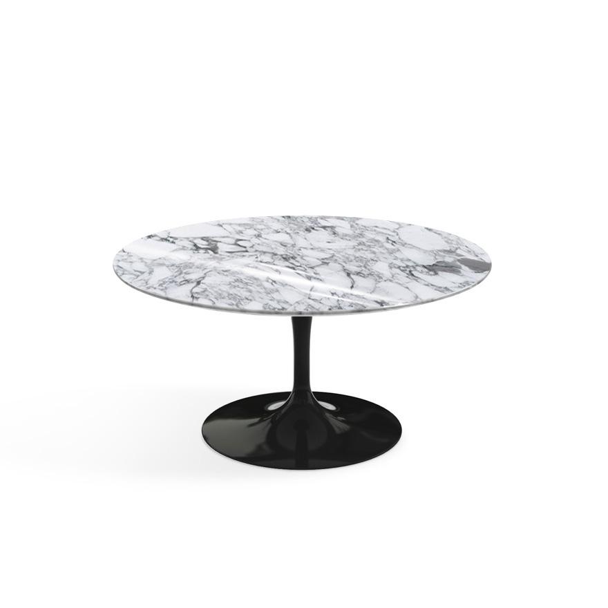 Saarinen Coffee Table - 35&quot; Round Coffee Tables Knoll Black Arabescato marble, Shiny finish 