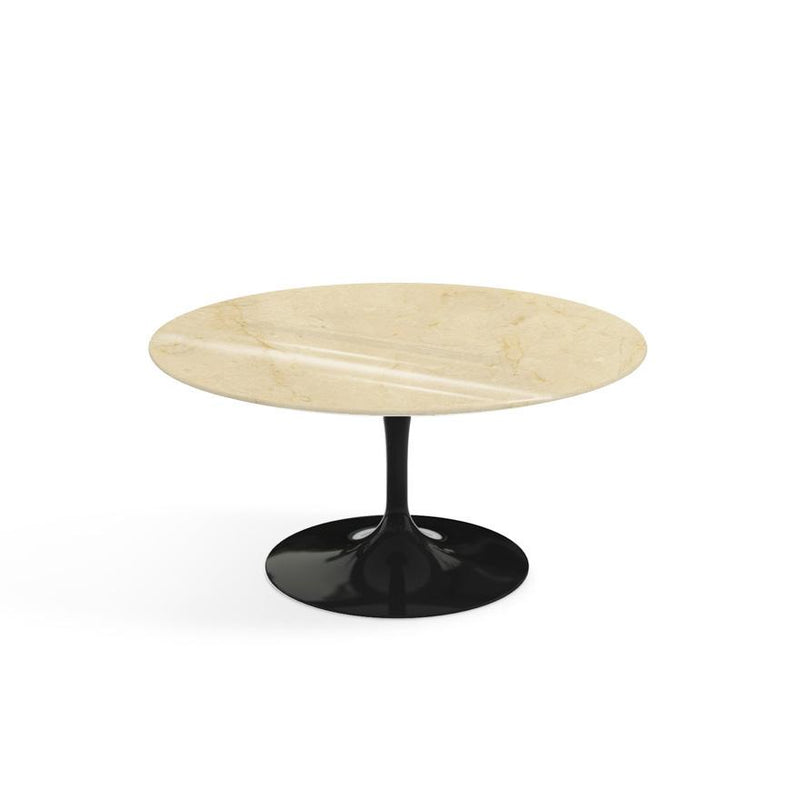 Saarinen Coffee Table - 35" Round Coffee Tables Knoll Black Empire Beige marble, Shiny finish 