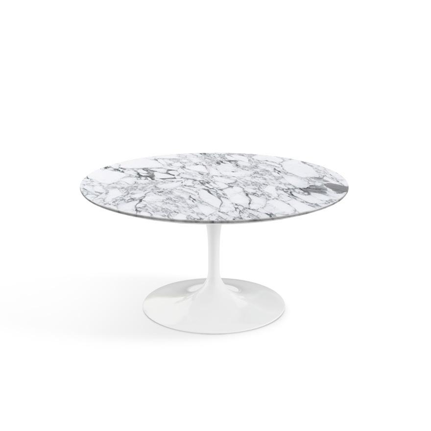 Saarinen Coffee Table - 35&quot; Round Coffee Tables Knoll White Arabescato marble, Satin finish 