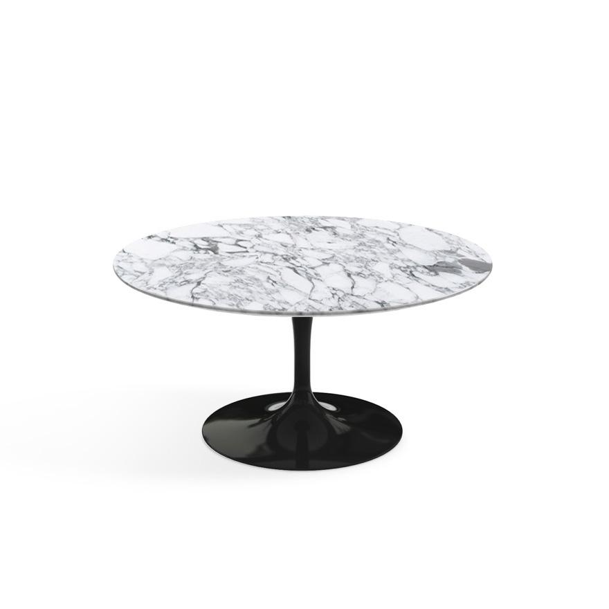 Saarinen Coffee Table - 35&quot; Round Coffee Tables Knoll Black Arabescato marble, Satin finish 