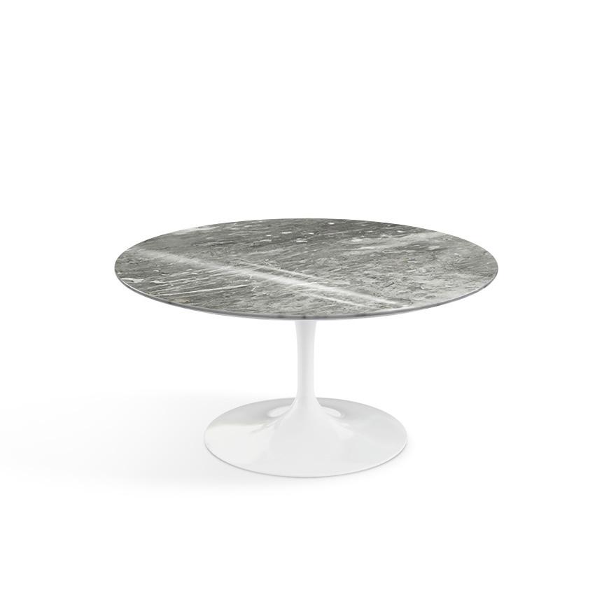 Saarinen Coffee Table - 35&quot; Round Coffee Tables Knoll White Grey marble, Shiny finish 