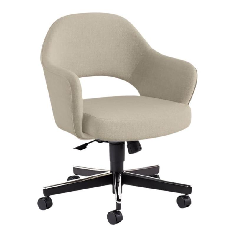 Saarinen Executive Arm Chair with Swivel Base task chair Knoll Hard Classic Boucle - Neutral 