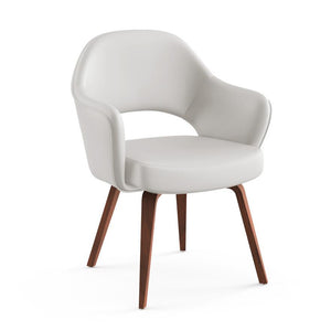 Saarinen Executive Arm Chair with Wood Legs Side/Dining Knoll Light Walnut Volo Leather - Flint 