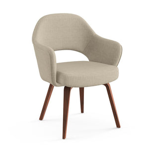 Saarinen Executive Arm Chair with Wood Legs Side/Dining Knoll Light Walnut Classic Boucle - Neutral 