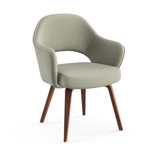 Saarinen Executive Arm Chair with Wood Legs Side/Dining Knoll Light Walnut Ultrasuede - Sandstone 