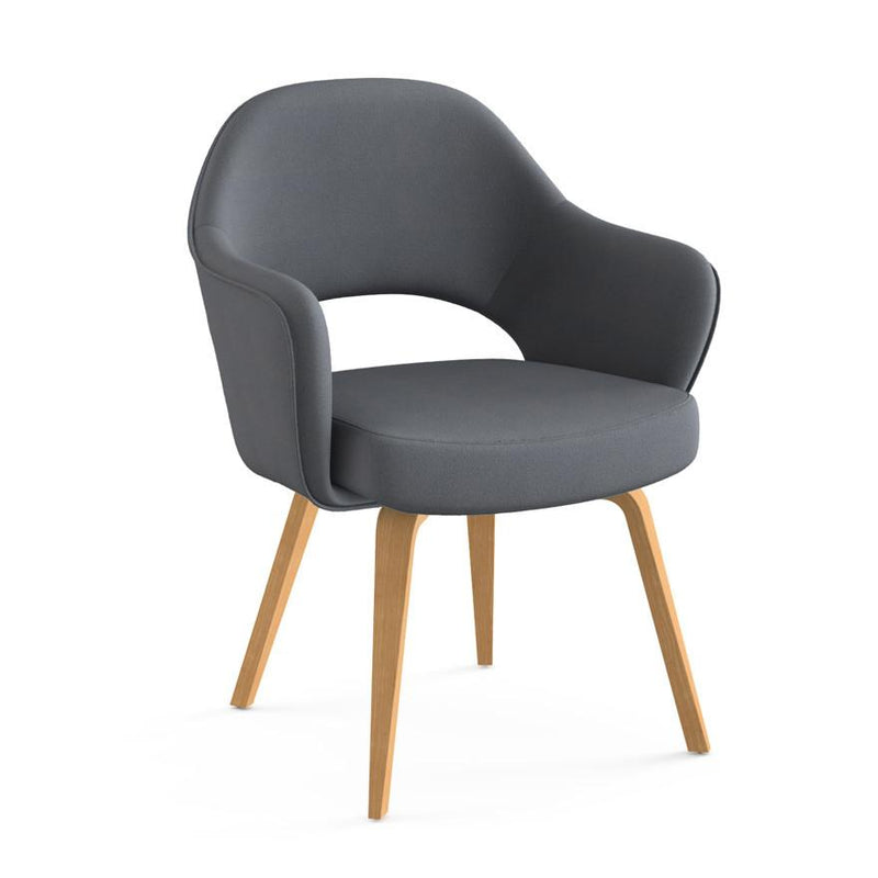 Saarinen Executive Arm Chair with Wood Legs Side/Dining Knoll Light Oak Journey - Chime 