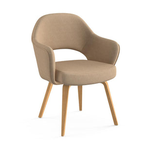 Saarinen Executive Arm Chair with Wood Legs Side/Dining Knoll Light Oak Aegean - Path 