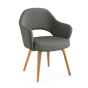Saarinen Executive Arm Chair with Wood Legs Side/Dining Knoll Light Oak Aegean - Licorice 