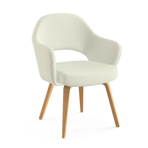 Saarinen Executive Arm Chair with Wood Legs Side/Dining Knoll Light Oak Aegean - Egret 