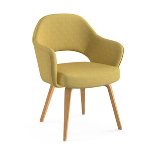 Saarinen Executive Arm Chair with Wood Legs Side/Dining Knoll Light Oak Aegean - Caper 