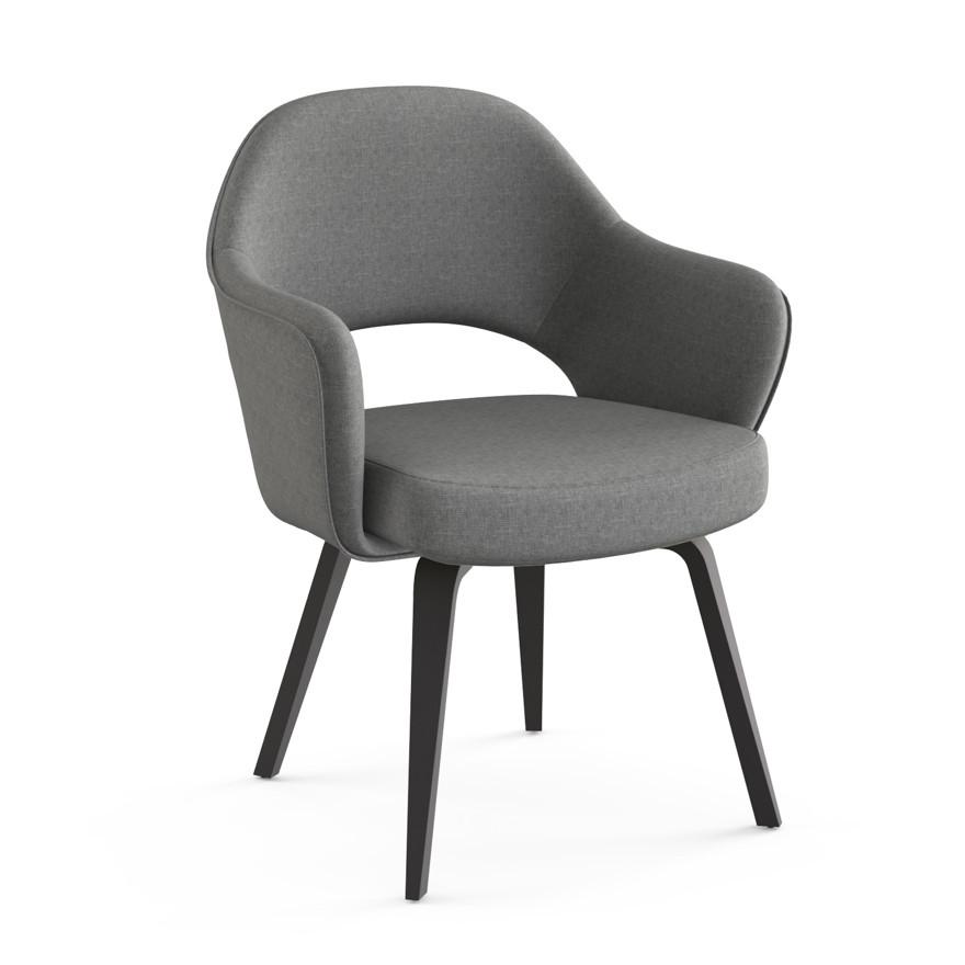 Saarinen Executive Arm Chair with Wood Legs Side/Dining Knoll Ebonized Walnut Hourglass - Iron 