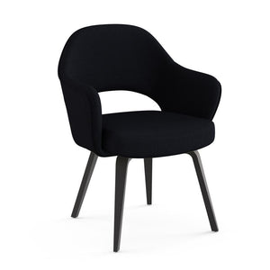 Saarinen Executive Arm Chair with Wood Legs Side/Dining Knoll Ebonized Walnut Hourglass - Caviar 