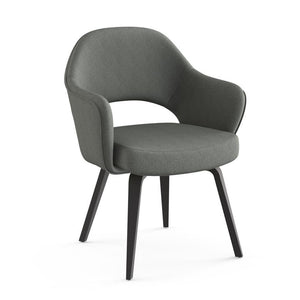 Saarinen Executive Arm Chair with Wood Legs Side/Dining Knoll Ebonized Walnut Aegean - Licorice 
