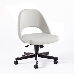 Saarinen Executive Armless Chair with Swivel Base Side/Dining Knoll Hard Volo Leather - Parchment 