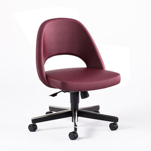 Saarinen Executive Armless Chair with Swivel Base Side/Dining Knoll Hard Sabrina Leather - Portofino 