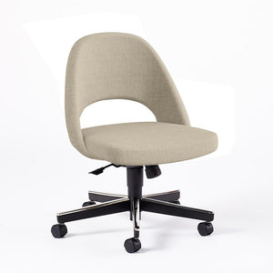 Saarinen Executive Armless Chair with Swivel Base Side/Dining Knoll Hard Classic Boucle - Neutral 