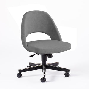Saarinen Executive Armless Chair with Swivel Base Side/Dining Knoll Hard Classic Boucle - Smoke 
