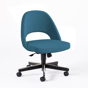 Saarinen Executive Armless Chair with Swivel Base Side/Dining Knoll Hard Classic Boucle - Aegean 