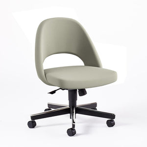 Saarinen Executive Armless Chair with Swivel Base Side/Dining Knoll Hard Ultrasuede - Sandstone 