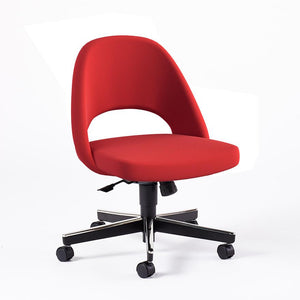 Saarinen Executive Armless Chair with Swivel Base Side/Dining Knoll Hard Ultrasuede - Red 