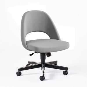 Saarinen Executive Armless Chair with Swivel Base Side/Dining Knoll Hard Ultrasuede - Silver 