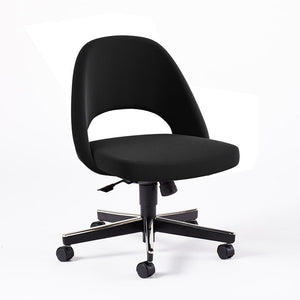 Saarinen Executive Armless Chair with Swivel Base Side/Dining Knoll Hard Ultrasuede - Black Onyx 