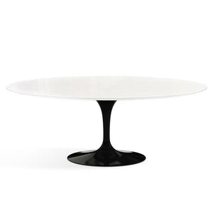 Saarinen Outdoor Dining Table - 78" Oval Outdoors Knoll Black Vetro Bianco 